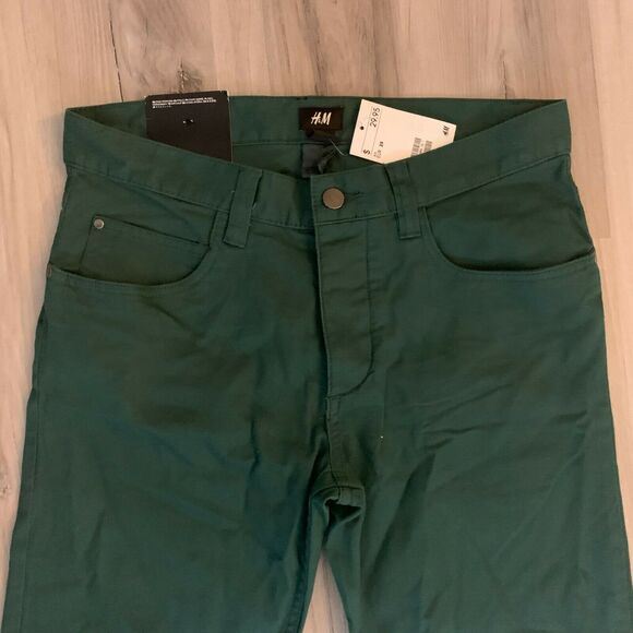 H&M SlimFit Jeans Pants Women's Size 29 Green Mid Rise Stretch Straight Leg - Picture 4 of 9